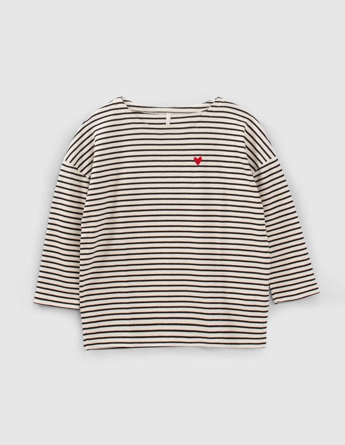 Tee-shirt marinière rayures et cœur brodé I.Code-6
