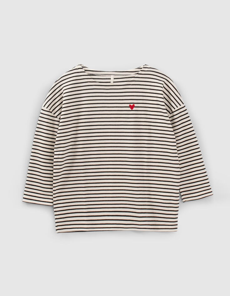 Matrozen-T-shirt strepen en geborduurd hart I.Code-6
