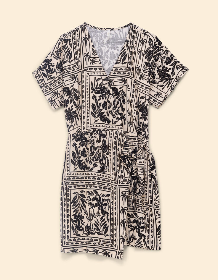 Robe écrue imprimé bandana végétal I.Code-7