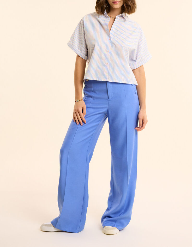 Witte cropped hemdblouse strepenmotief I.Code-2