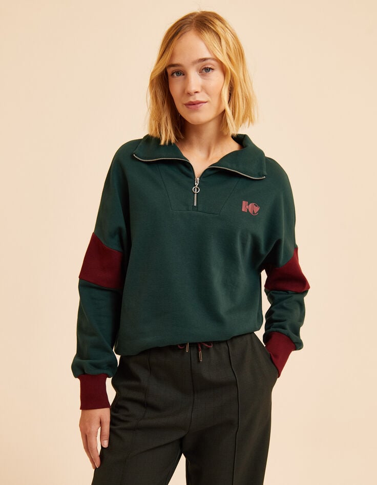 Sudadera camionero verde acanalada burdeos I.Code-3 Sudadera camionero verde acanalada burdeos I.Code-3