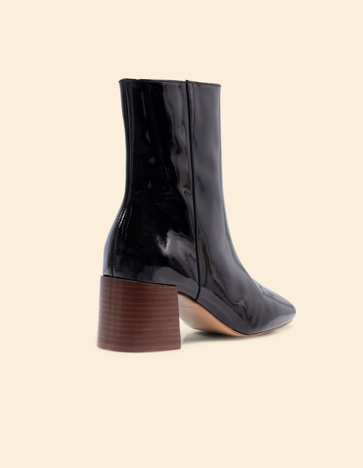 I.Code black patent leather heeled boots-5