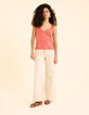 Top fines bretelles rose tricot pailleté I.Code-1