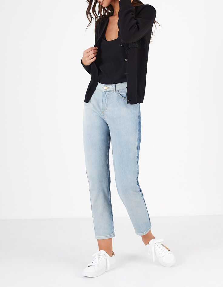 Cardigan noir tricot avec dentelle I.Code-1 Cardigan noir tricot avec dentelle I.Code-1