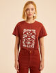I.Code brown T-shirt with flocked velvet slogan-3
