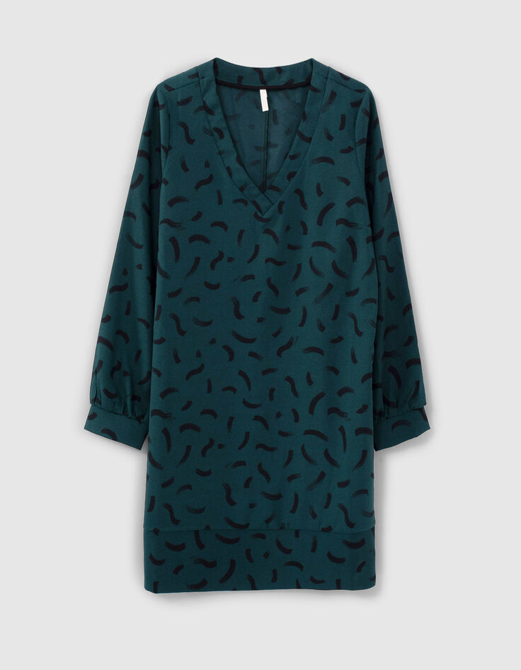 I.Code imperial green dress with wave print-4 I.Code imperial green dress with wave print-4