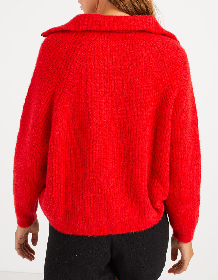Candy red gebreide trui schipperskraag zilver I.Code-3