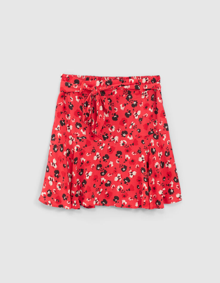 Korte rok flash pink rock bloemenprint I.Code-4