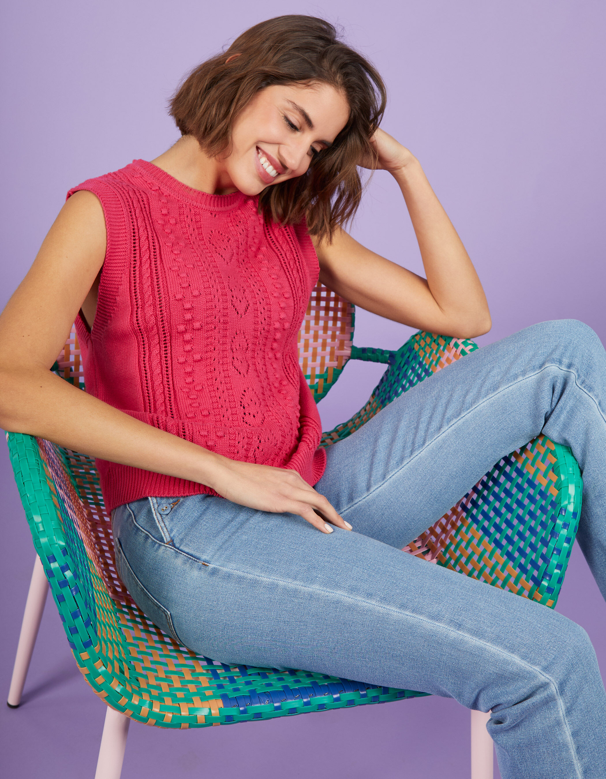 Tricot trui zonder mouwen store