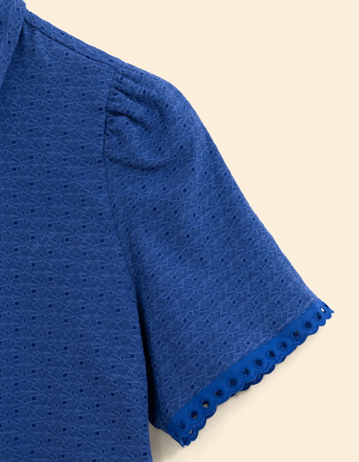 Blaues Hemdblusenkleid mit Jacquardmuster I.Code-3