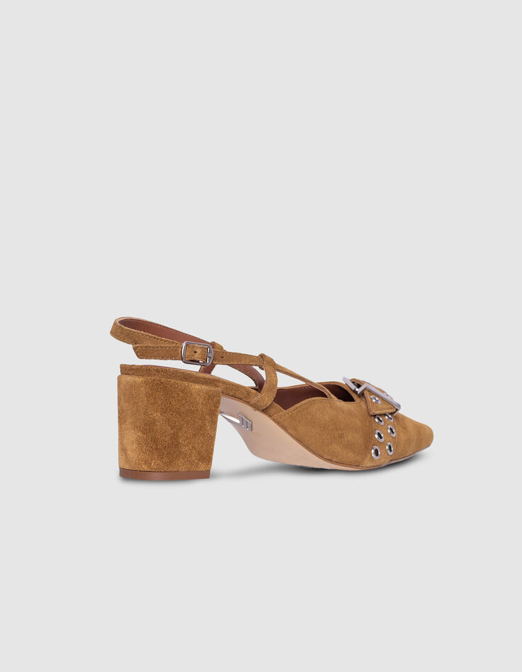 Camel Wildleder Slingback Pumps Damen-3