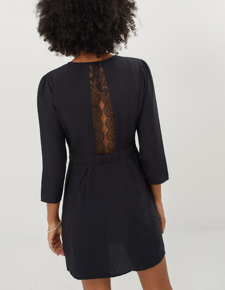 I.Code black dress with lace band on back-1