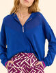 Blaue STRICKJACKE mit Kapuze und Reißverschluss, Lurexstrick I.Code-1