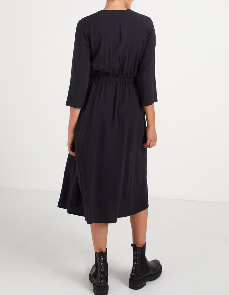 Robe longue noir lavé brodée forme portefeuille I.Code-3