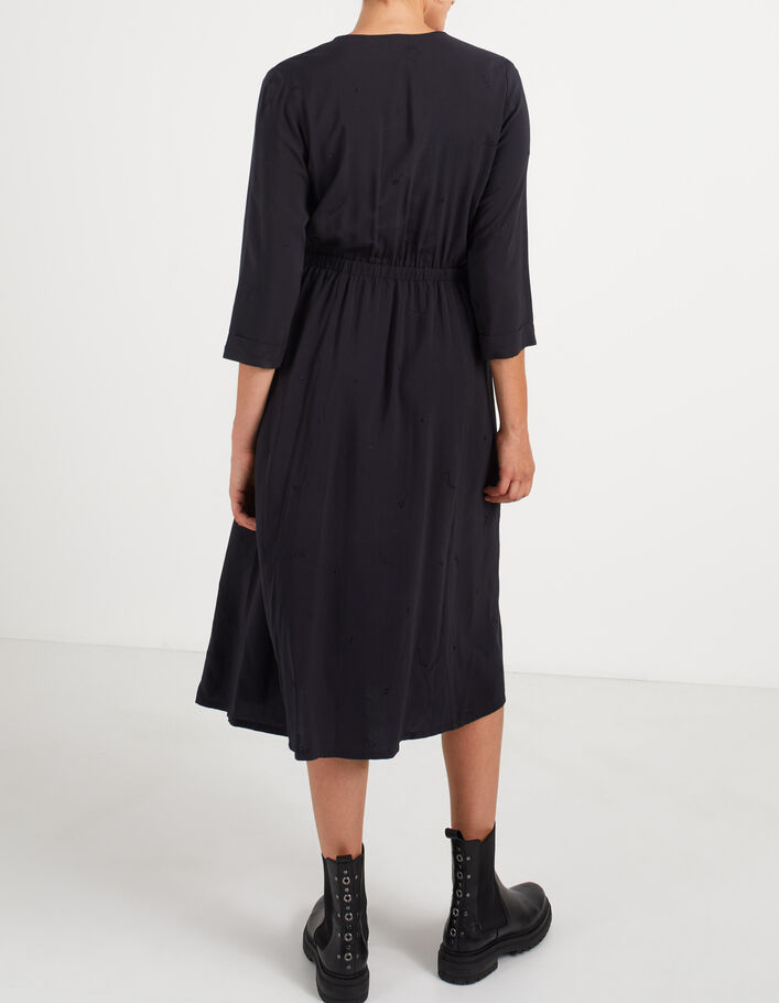Langes, schwarzes Wickelkleid mit Washed-Optik I.Code - I.CODE