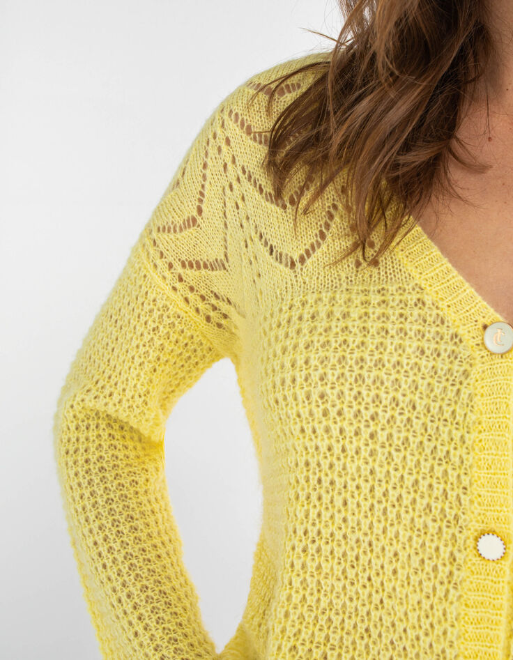 Cardigan jaune tricot fantaisie I.Code-2