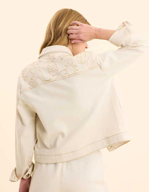 Veste en jean écru surpiqûres ocre I.Code