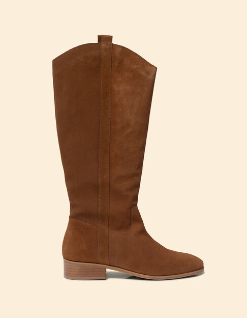 Camelbraune Reitstiefel aus Veloursleder I.Code