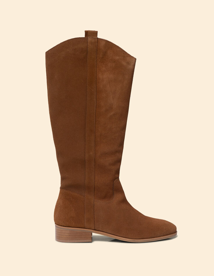 I.Code camel suede cowboy boots-1