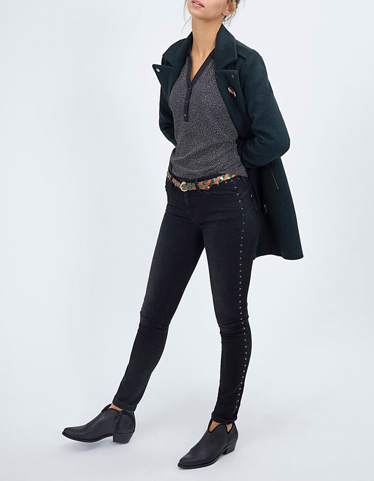 Top negro lunares cuello camisero I.Code-5