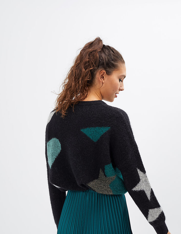 I.Code black sweater with geometric shapes - I.CODE