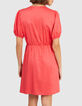 Robe portefeuille corail fluide boutonn&eacute;e I.Code-3