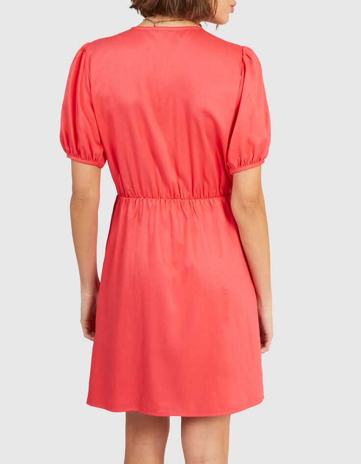 Robe portefeuille corail fluide boutonn&eacute;e I.Code-3
