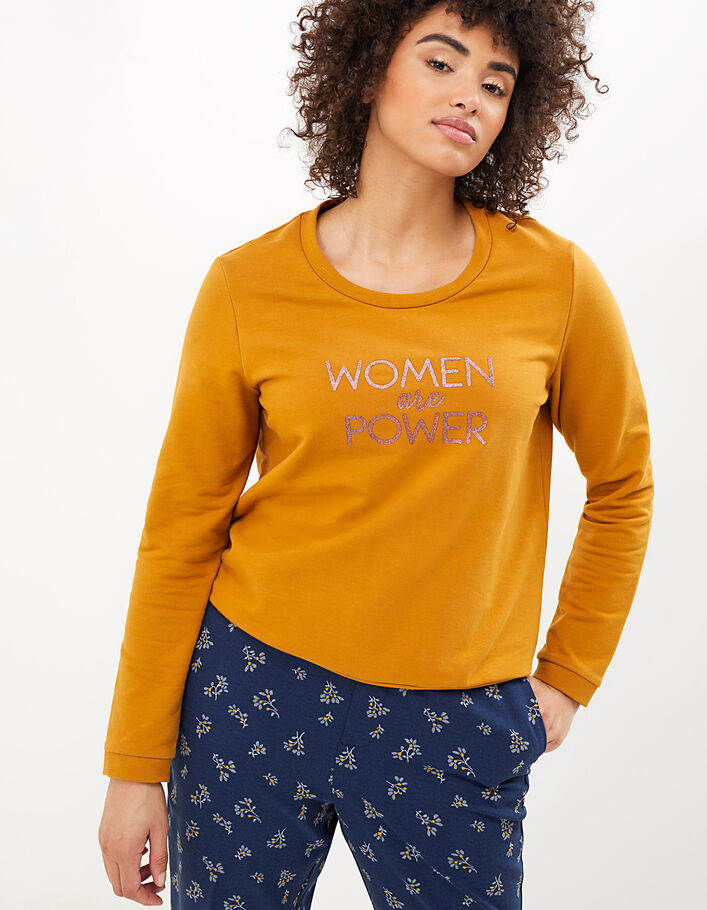 I.Code sunflower sweatshirt with glittery slogan - I.CODE