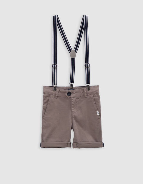 Boys’ cognac Bermuda shorts with detachable straps - IKKS