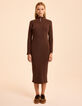 Brown ribbed knit tube dress I.Code-3