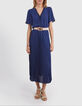 Vestido largo &iacute;ndigo bajo plisado I.Code-2