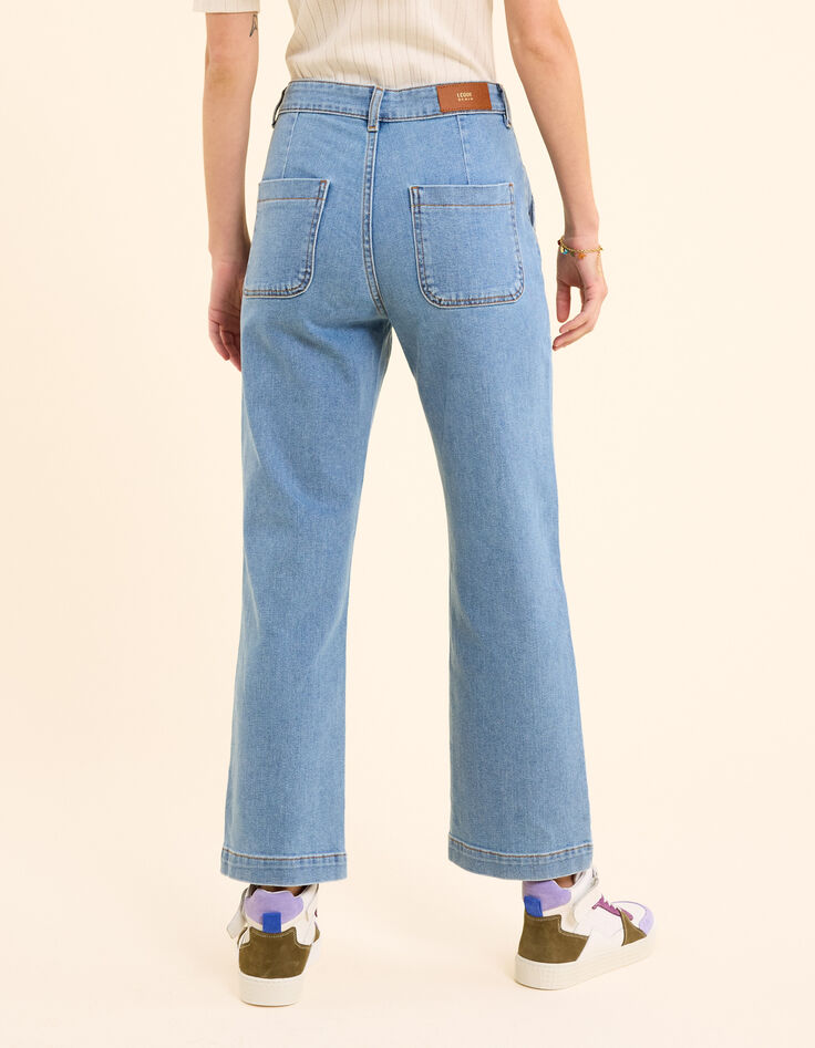 Blaue verwaschene gerade abgeschnittene Jeans I.Code-4