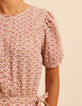 Robe écrue imprimé fleurs indiennes roses I.Code-6