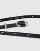 Zwarte leren riem glad leer met studs I.Code-3