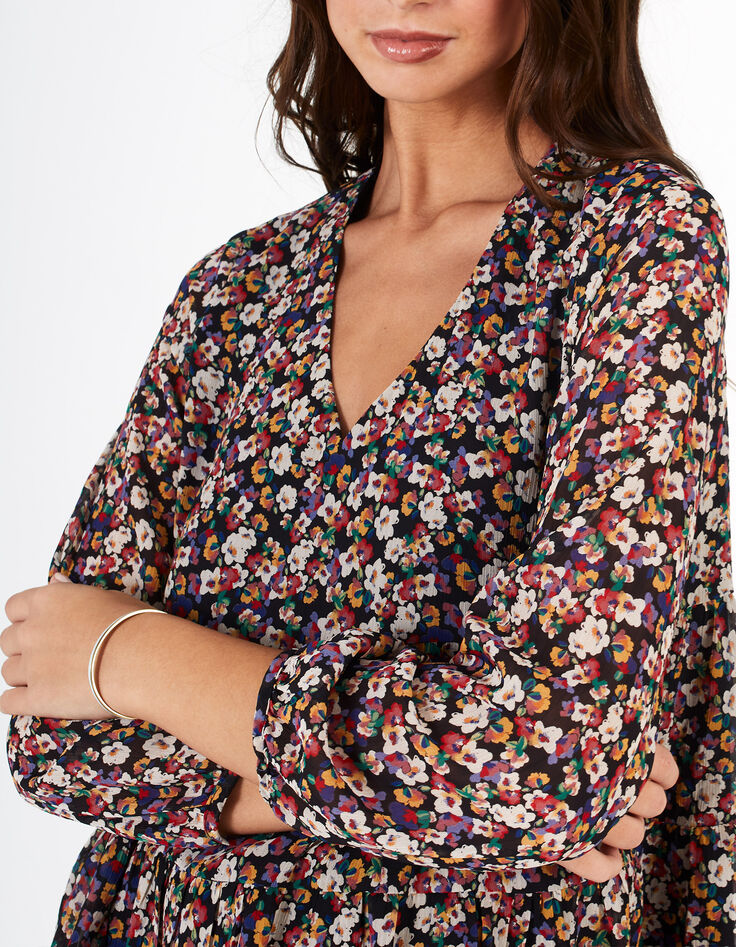 Zwarte blouse met flower power print I.Code-2