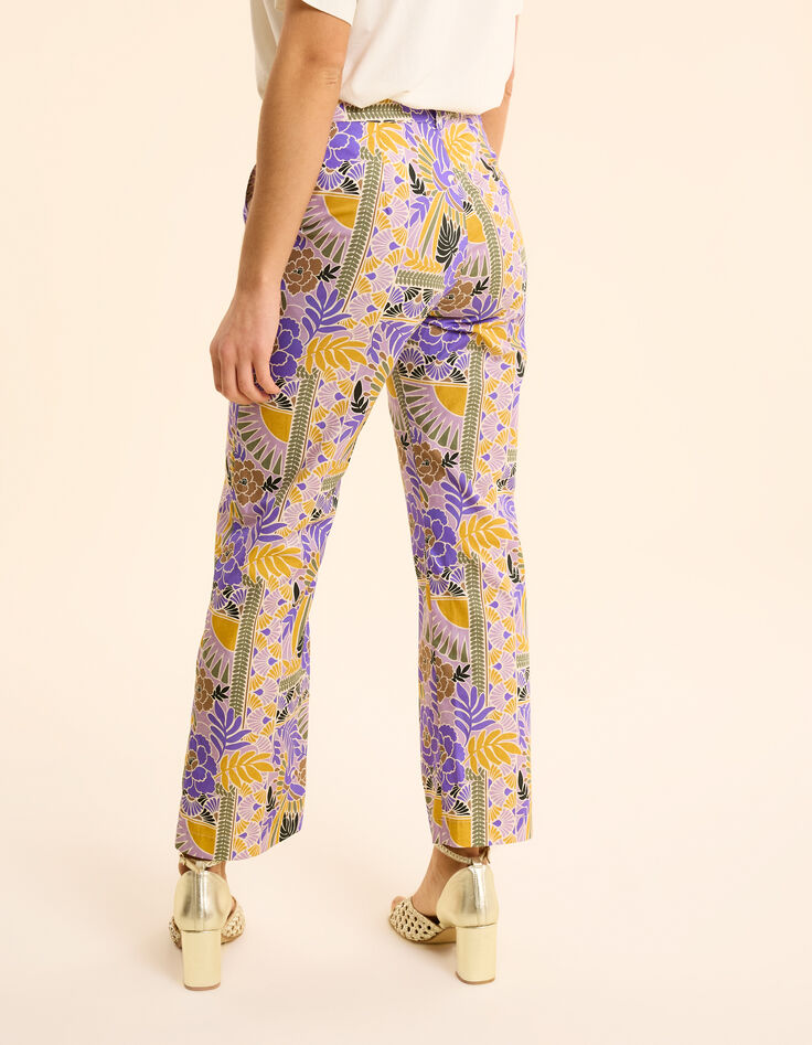 Pantalon large parme imprimé perroquets I.Code-4