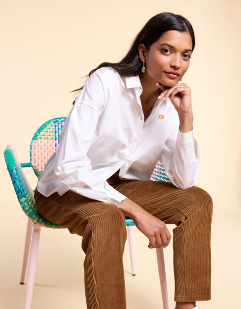 Chemise blanc cassé brodée cœur I.Code
