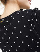 I.Code black dress with ruffles and white embroidery-5