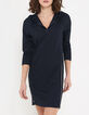 Marine tricot jurk met kap en ritsen opzij I.Code-2