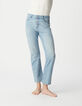 Blaue Cropped-Jeans f&uuml;r Damen mit sichtbaren Powerstretch-Kn&ouml;pfen-5