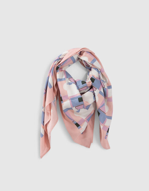 I.Code flash pink scarf with arty cactus motif - I.CODE