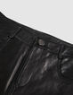 Schwarze Damen-Lederhose Jeansschnitt-8