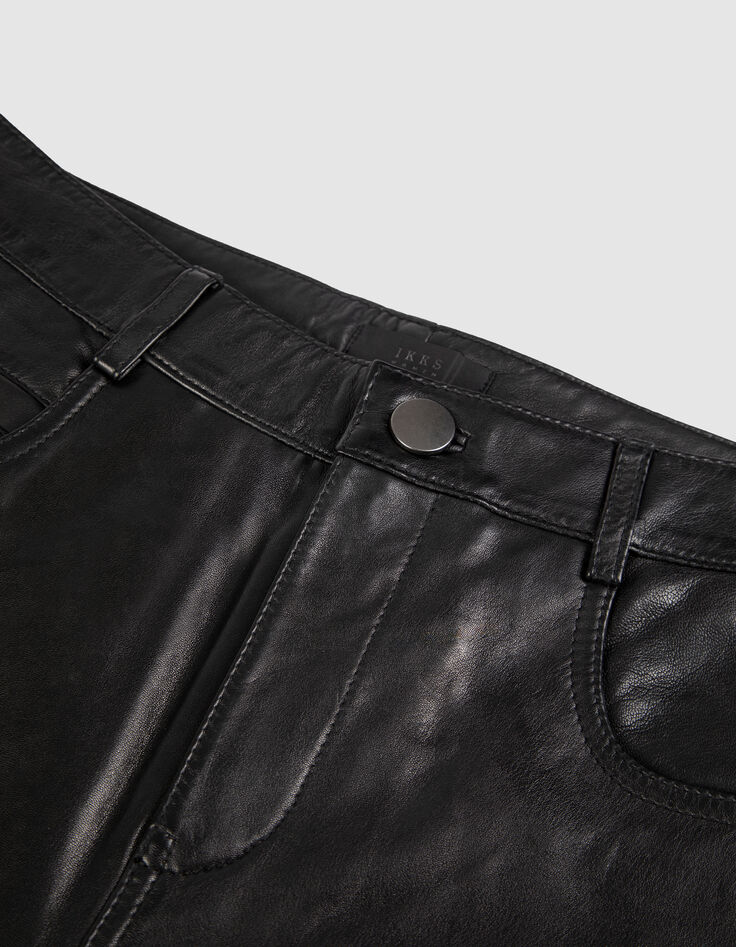 Schwarze Damen-Lederhose Jeansschnitt-8