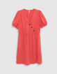 Robe portefeuille corail fluide boutonn&eacute;e I.Code-4