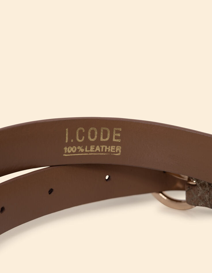 Ceinture fine dorée cuir velours effet python I.Code-4