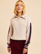Ecru Truckerstrickpulli zweifarbige Streifen I.Code-3