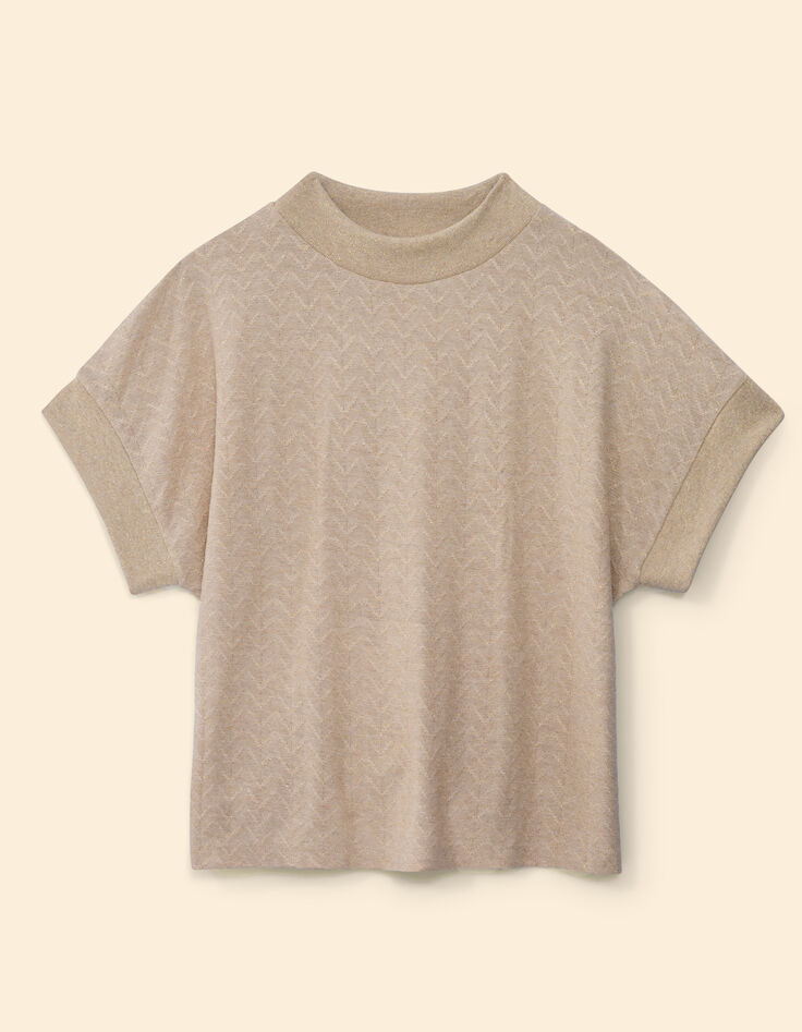 Top beige doré maille motif chevrons I.Code-6