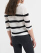 Pull marinière blanc cassé et noir tricot ajouré I.Code-3