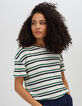Camiseta blanco roto de rayas difuminadas-3