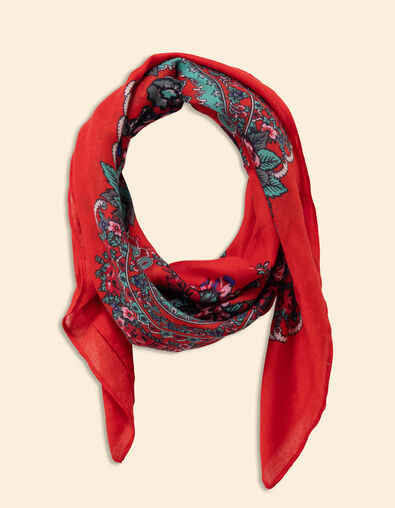 I.Code red scarf with winter floral motif